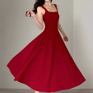 Square Collar Sleeveless A-Line Midi Dress woman