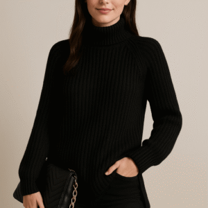 Elsie – Women’s Ribbed Knit Slit Sweater – High Neck Experience ultimate comfort and style with our ribbed knit slit sweater. Designed with a high neckline and soft acrylic blend, it offers a cosy feel and effortless layering for colder days. Cosy ribbed knit texture – keeps you warm and stylish Slit sides – for added movement and relaxed fit High turtleneck collar – classic winter look Soft acrylic blend – warm and gentle on the skin Available in 6 colours – from subtle beige to bold red